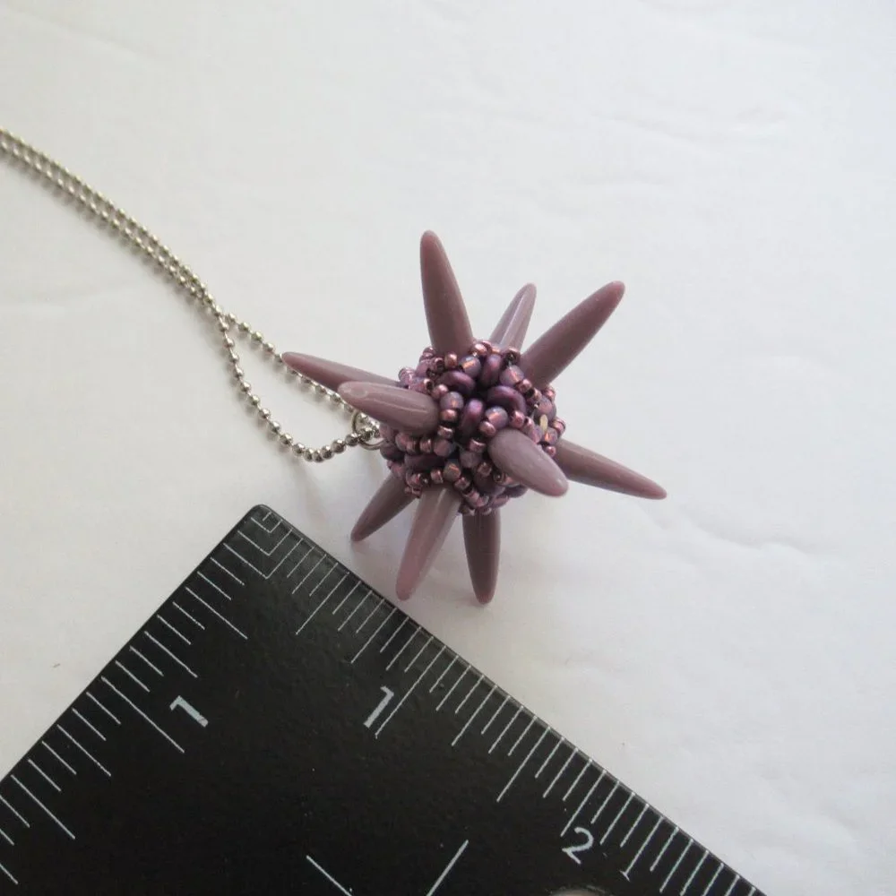 Handwoven Spiked purple ooak pendant